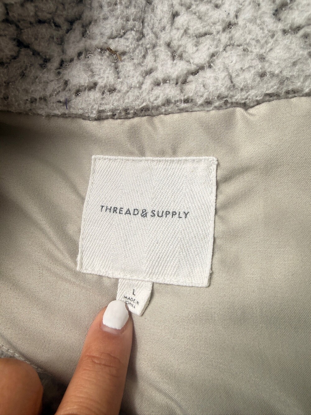 Thread & Supply Frosted Sherpa Quarter Zip Pullover Size L Cream - Picture 3 of 7